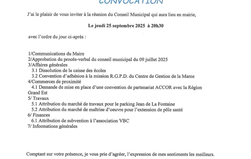 Convocation du CM