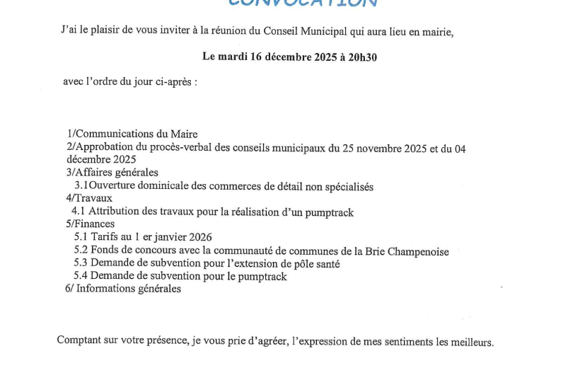 Convocation du CM