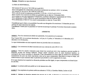 Arrêté municipal portant dérogation au repos dominical