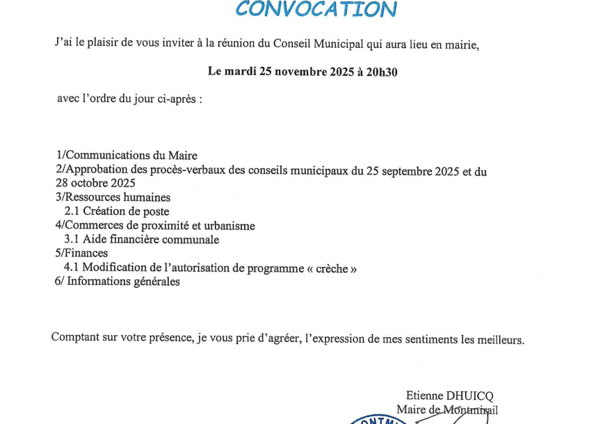 Convocation du CM