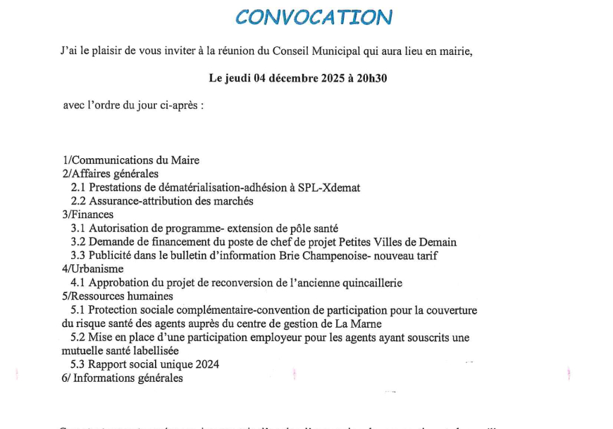 Convocation du CM
