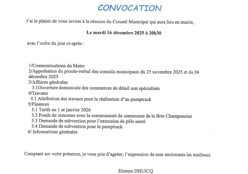 Convocation du CM