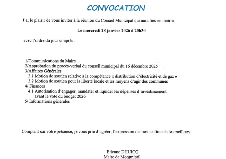 Convocation du CM