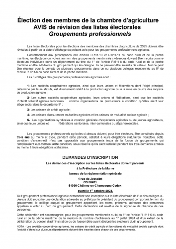 Élection des membres de la chambre d'agriculture