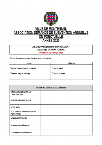 Demande de subvention